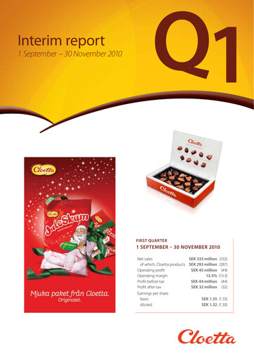 Vorschaubild Cloetta Quartalsbericht 2010-q1