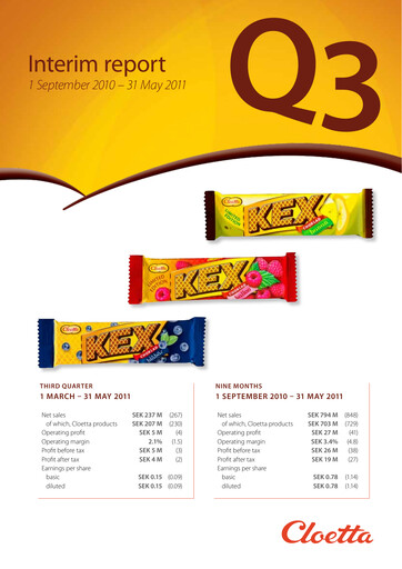 Vorschaubild Cloetta Quartalsbericht 2011-q3