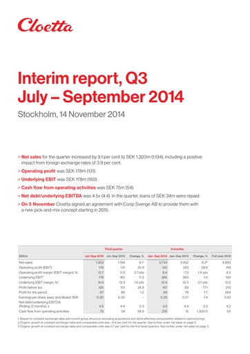 Vorschaubild Cloetta Quartalsbericht 2014-q3