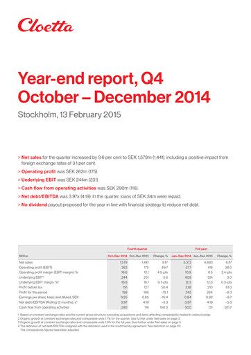 Vorschaubild Cloetta Quartalsbericht 2014-q4