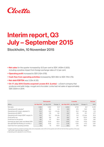 Vorschaubild Cloetta Quartalsbericht 2015-q3