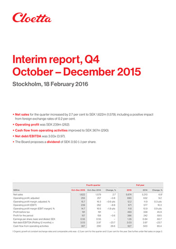 Vorschaubild Cloetta Quartalsbericht 2015-q4