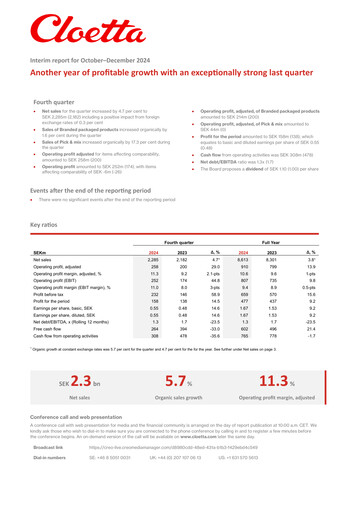 Vorschaubild Cloetta Quartalsbericht 2024-q4