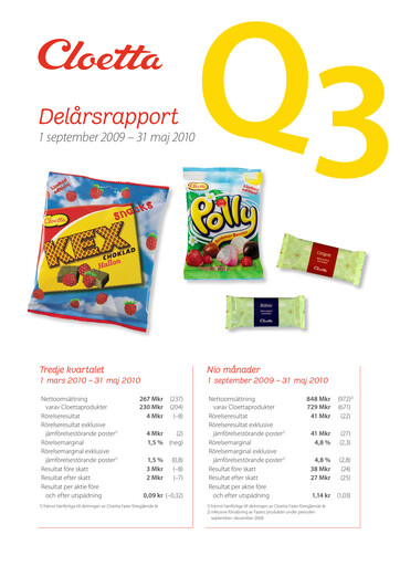 Vorschaubild Cloetta Quartalsbericht 2010-q3