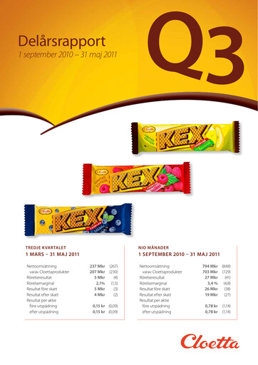 Vorschaubild Cloetta Quartalsbericht 2011-q3