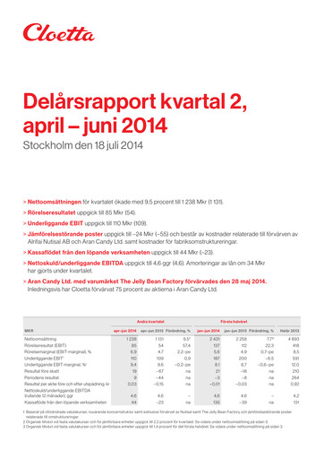 Vorschaubild Cloetta Quartalsbericht 2014-q2