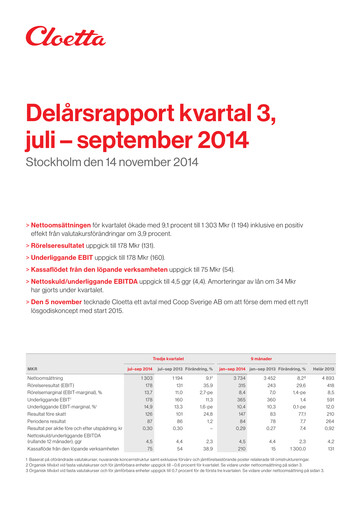 Vorschaubild Cloetta Quartalsbericht 2014-q3