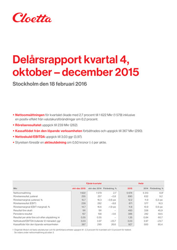 Vorschaubild Cloetta Quartalsbericht 2015-q4