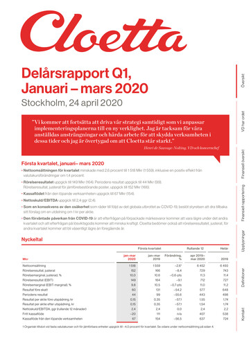 Vorschaubild Cloetta Quartalsbericht 2020-q1