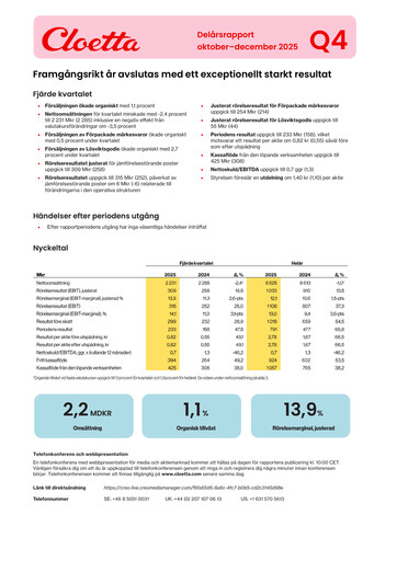 Vorschaubild Cloetta Quartalsbericht 2025-q4