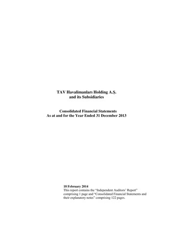 Thumbnail TAV Airports Holding Financial Statement 2013