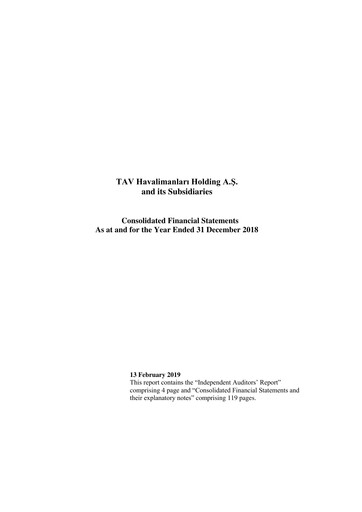 Thumbnail TAV Airports Holding Financial Statement 2018