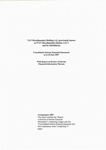 Thumbnail TAV Airports Holding Half-year Report 2007