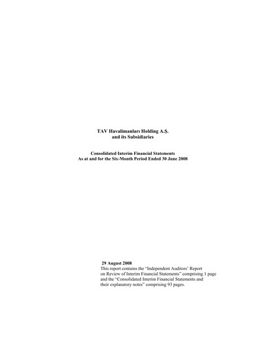 Thumbnail TAV Airports Holding Half-year Report 2008