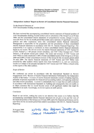 Thumbnail TAV Airports Holding Half-year Report 2009
