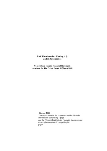 Thumbnail TAV Airports Holding Quarterly Report 2008-q1