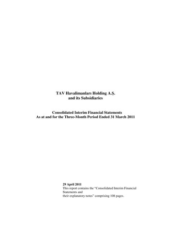 Thumbnail TAV Airports Holding Quarterly Report 2011-q1