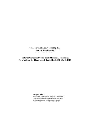 Thumbnail TAV Airports Holding Quarterly Report 2016-q1