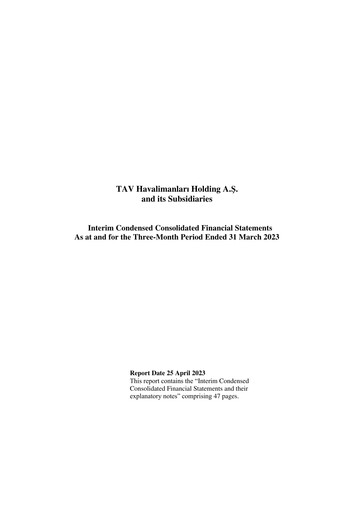 Thumbnail TAV Airports Holding Quarterly Report 2023-q1