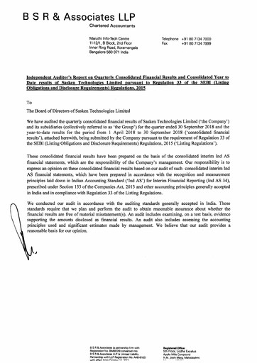 Thumbnail Sasken Technologies
 Quarterly Report 2018-q2