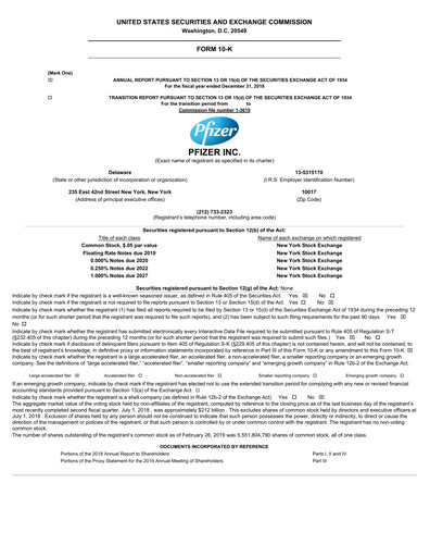 Thumbnail Pfizer Annual Report 2018
