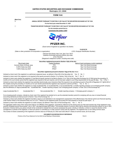 Thumbnail Pfizer Annual Report 2021