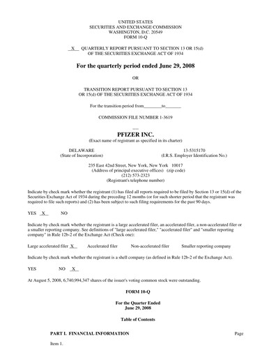 Miniature Pfizer Rapport trimestriel 2008-q2