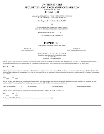 Miniature Pfizer Rapport trimestriel 2009-q1