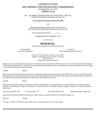 Miniature Pfizer Rapport trimestriel 2009-q2