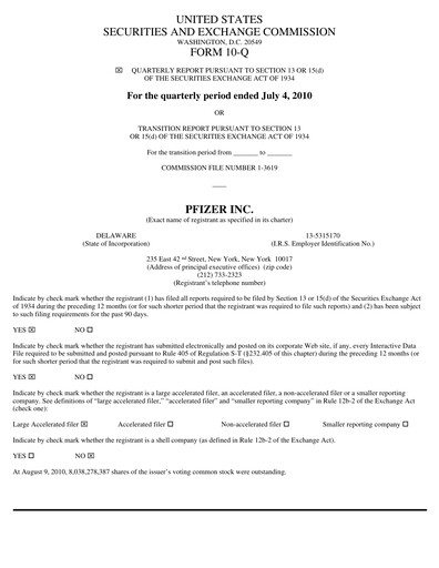 Miniature Pfizer Rapport trimestriel 2010-q2