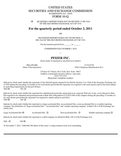 Miniature Pfizer Rapport trimestriel 2011-q3
