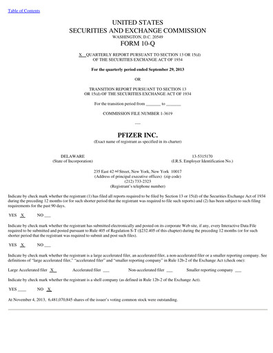 Miniature Pfizer Rapport trimestriel 2013-q3