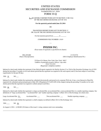 Miniature Pfizer Rapport trimestriel 2014-q2