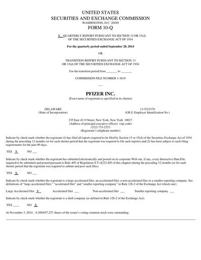 Miniature Pfizer Rapport trimestriel 2014-q3