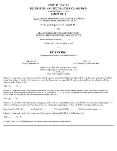 Miniature Pfizer Rapport trimestriel 2015-q1
