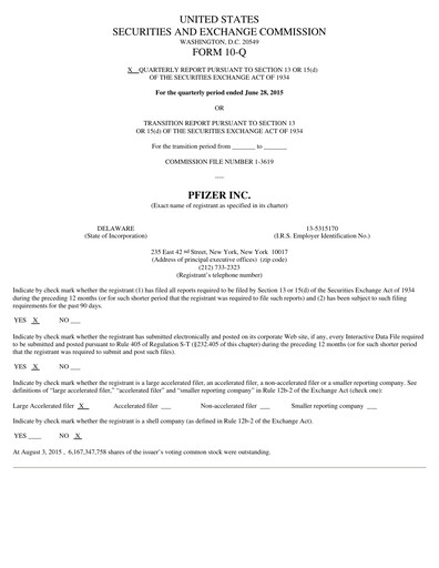 Miniature Pfizer Rapport trimestriel 2015-q2