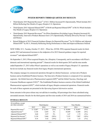 Thumbnail Pfizer Quarterly Report 2015-q3