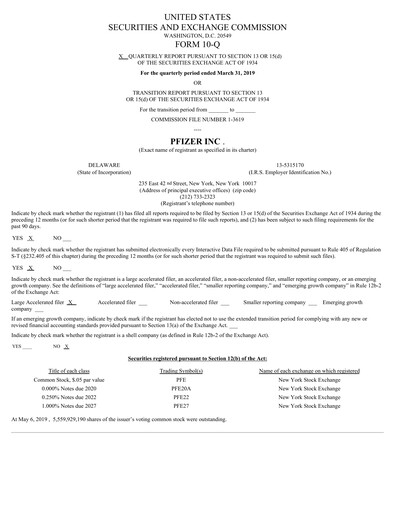 Miniature Pfizer Rapport trimestriel 2019-q1