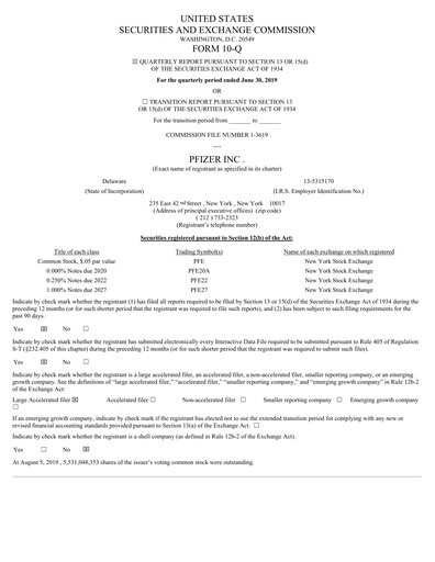 Miniature Pfizer Rapport trimestriel 2019-q2