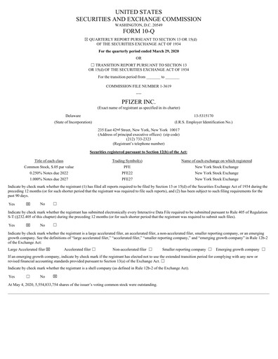 Miniature Pfizer Rapport trimestriel 2020-q1