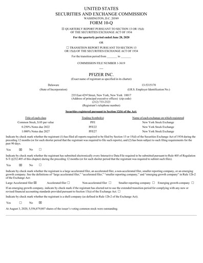 Miniature Pfizer Rapport trimestriel 2020-q2