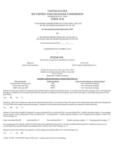 Miniature Pfizer Rapport trimestriel 2021-q1