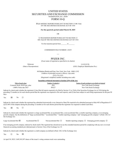 Miniature Pfizer Rapport trimestriel 2025-q1