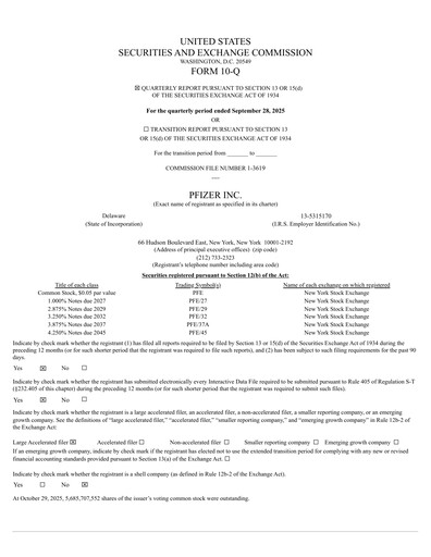 Miniature Pfizer Rapport trimestriel 2025-q3