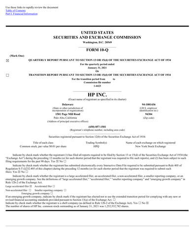 Miniature HP Rapport trimestriel 2021-q1