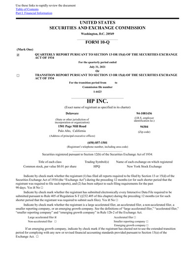 Miniature HP Rapport trimestriel 2021-q3