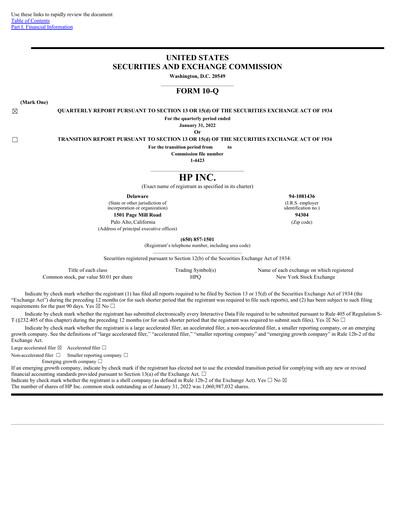 Miniature HP Rapport trimestriel 2022-q1