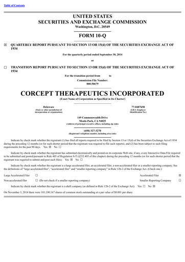 Thumbnail Corcept Therapeutics
 Quarterly Report 2014-q3