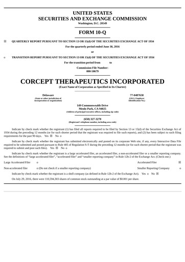 Thumbnail Corcept Therapeutics
 Quarterly Report 2016-q2
