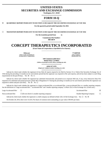 Thumbnail Corcept Therapeutics
 Quarterly Report 2016-q3